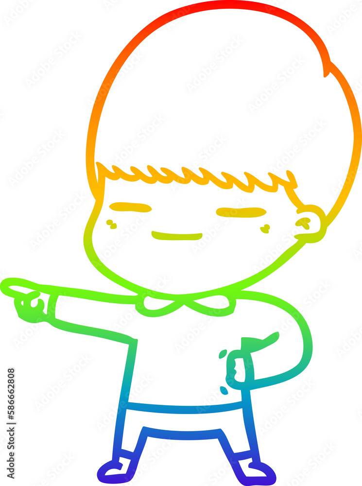 rainbow gradient line drawing cartoon smug boy
