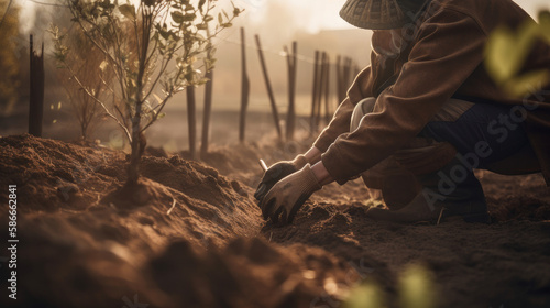 Spring gardening. Illustration Generative AI..