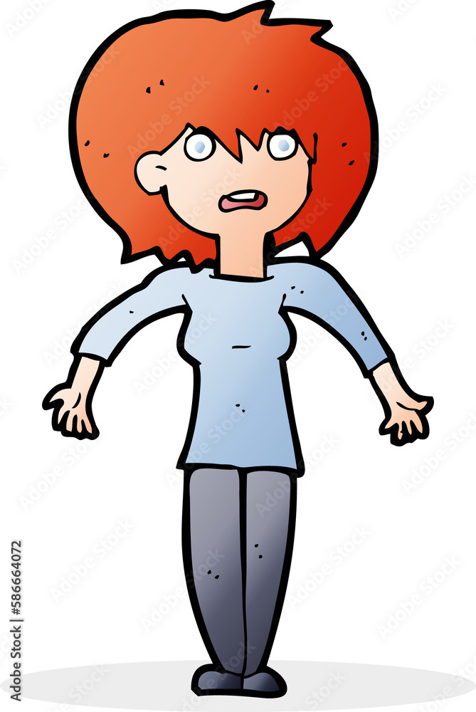 cartoon woman shrugging shoulders cartoon woman shrugging shoulders