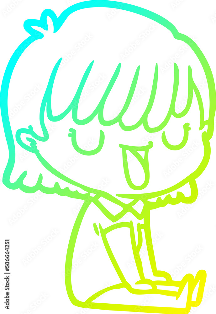 cold gradient line drawing cartoon woman cold gradient line drawing cartoon woman
