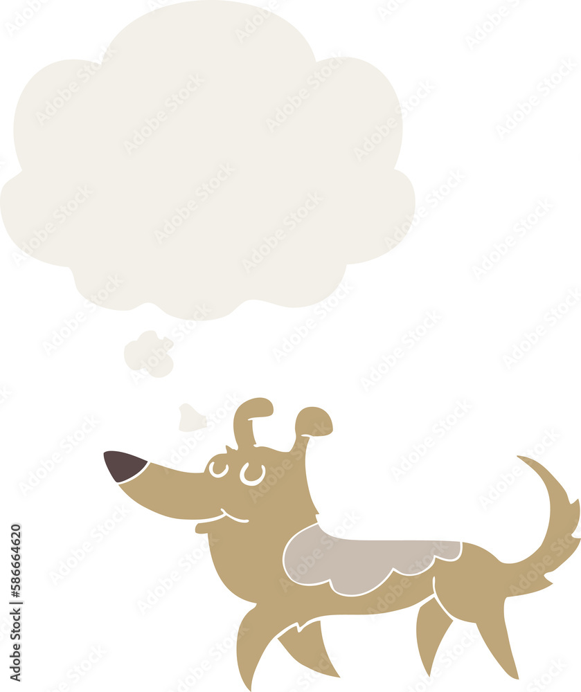 cartoon dog and thought bubble in retro style cartoon dog and thought bubble in retro style