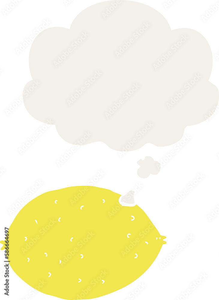 cartoon lemon and thought bubble in retro style cartoon lemon and thought bubble in retro style