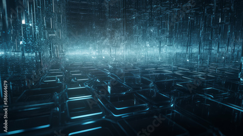 Blockchain technical background. Illustration Generative AI.