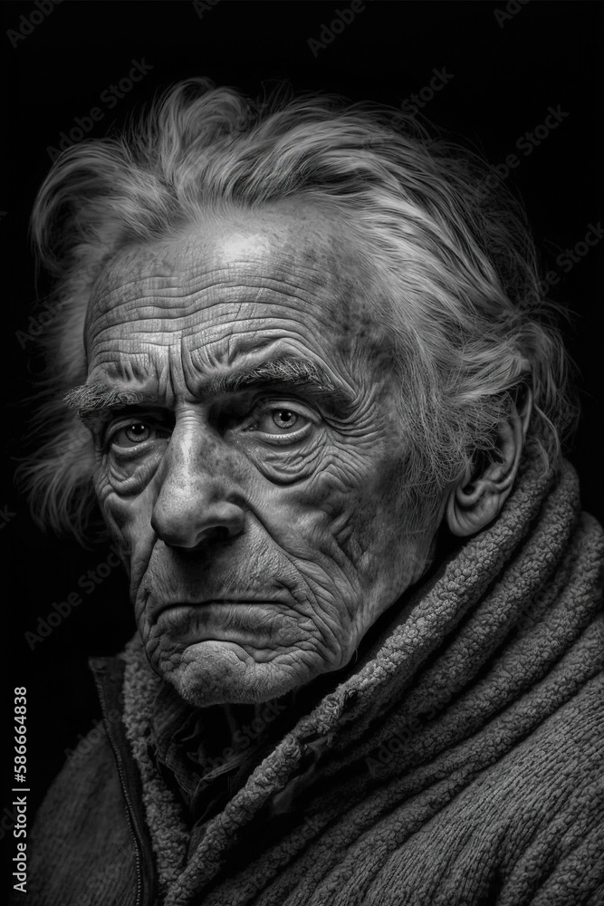 Portrait of a weak looking old man, created with generative A.I. technology.