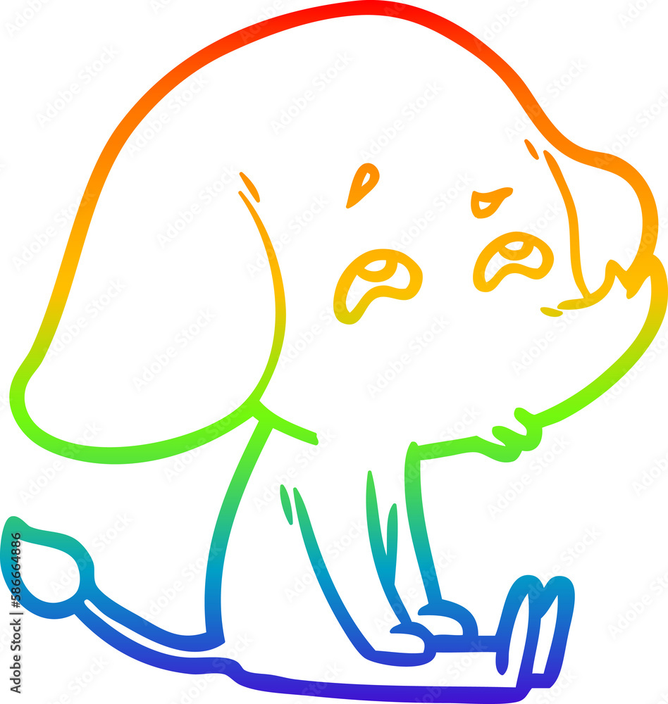 rainbow gradient line drawing cartoon elephant remembering rainbow gradient line drawing cartoon elephant remembering