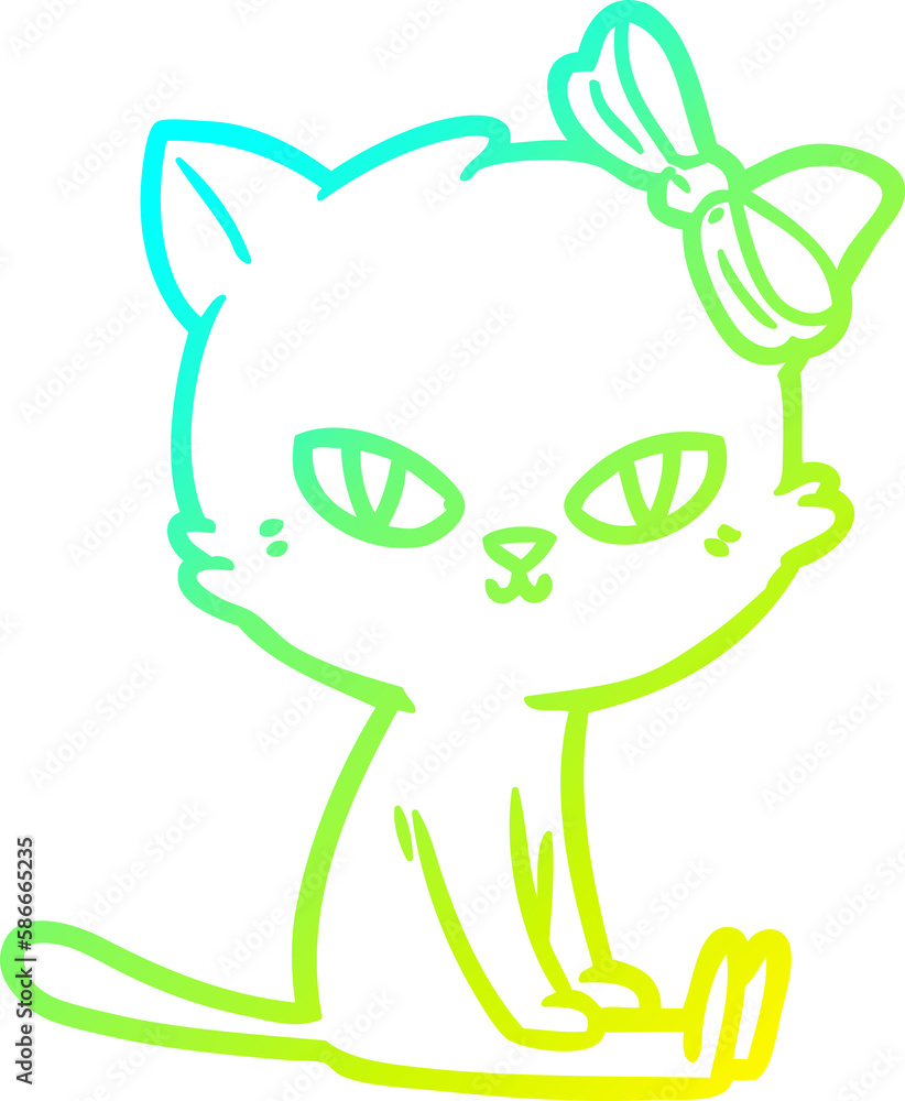 cold gradient line drawing cute cartoon cat cold gradient line drawing cute cartoon cat