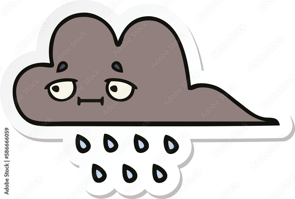 sticker of a cute cartoon storm rain cloud sticker of a cute cartoon storm rain cloud