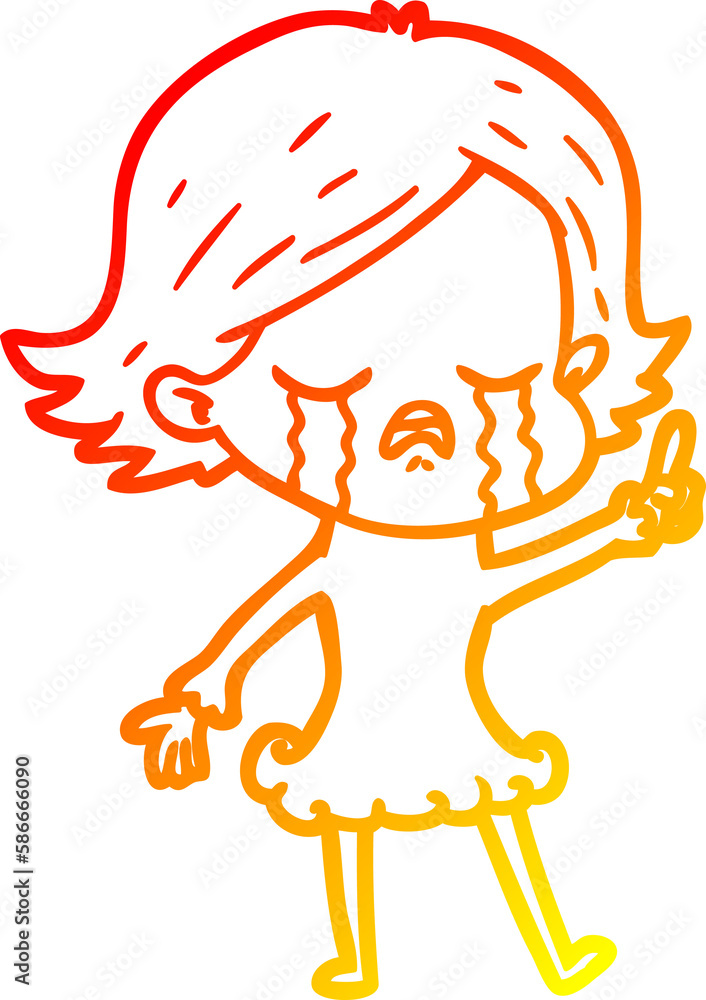 warm gradient line drawing cartoon girl crying warm gradient line drawing cartoon girl crying