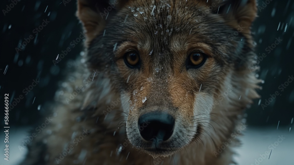 Witness the breathtaking beauty of nature with this close-up photograph of a baby wolf in the midst of slow-motion snowfall, showcasing intricate detail and cinematic quality in stunning. the image em Witness the breathtaking beauty of nature with this close-up photograph of a baby wolf in the midst of slow-motion snowfall, showcasing intricate detail and cinematic quality in stunning. the image em
