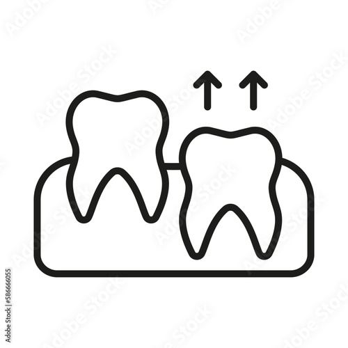 Human Teeth Growth Line Icon. Baby Teeth Eruption Linear Pictogram. Primary Milk Teething Process. Dentistry Outline Symbol. Dental Treatment Sign. Editable Stroke. Isolated Vector Illustration