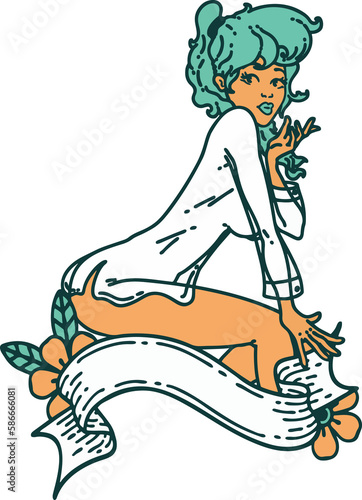 pin up woman graphic element