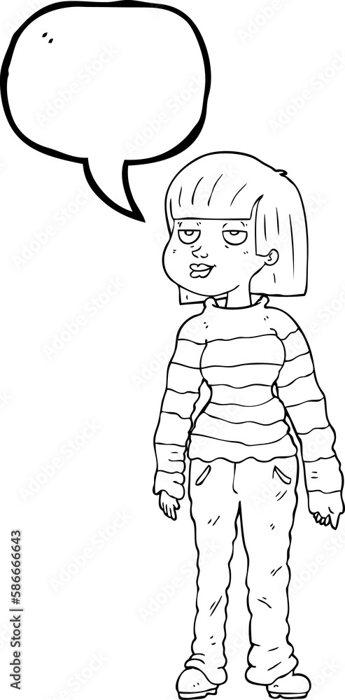 speech bubble cartoon woman in casual clothes
