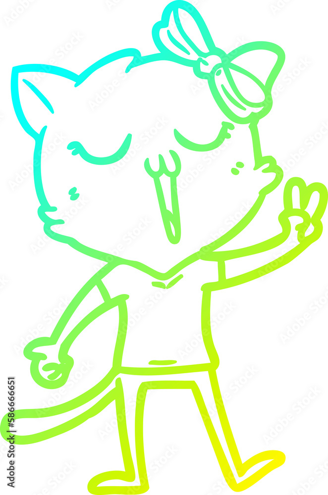 cold gradient line drawing cartoon cat cold gradient line drawing cartoon cat