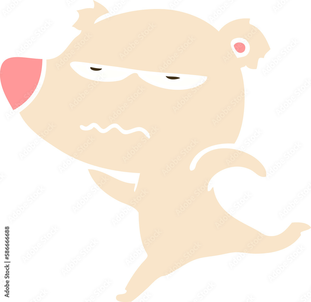 annoyed bear flat color style cartoon running annoyed bear flat color style cartoon running