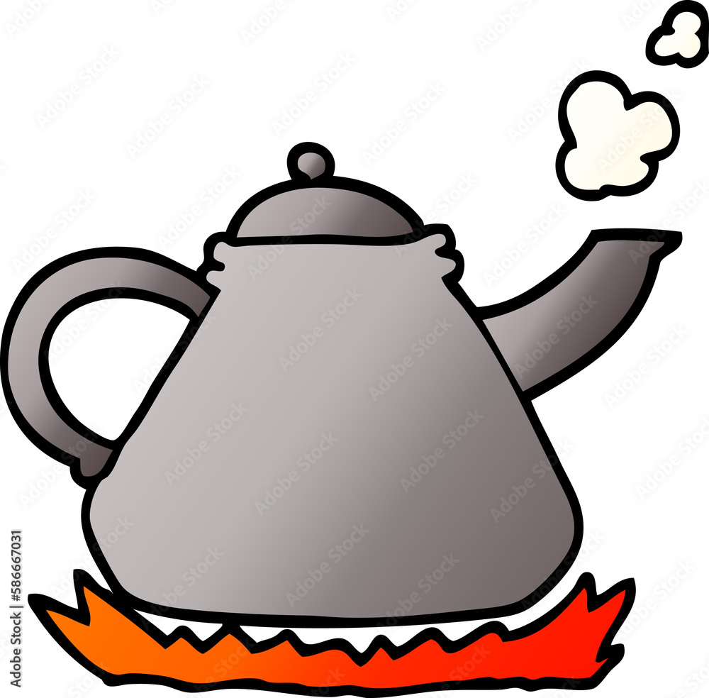 Obraz premium vector gradient illustration cartoon kettle on stove