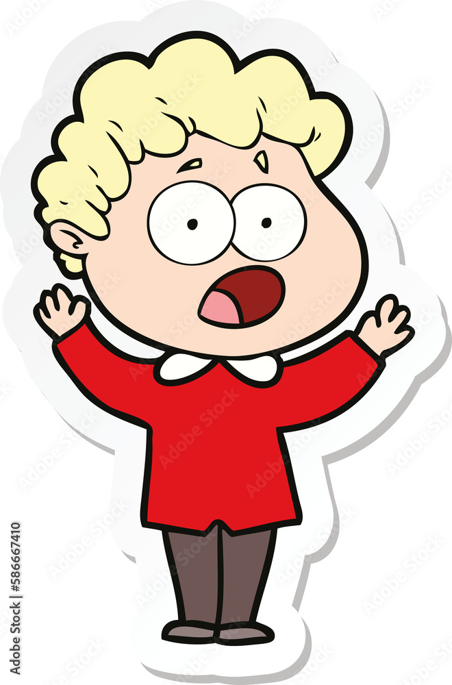 sticker of a cartoon man gasping in surprise sticker of a cartoon man gasping in surprise