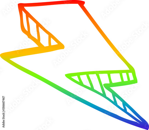 rainbow gradient line drawing cartoon lightening bolt