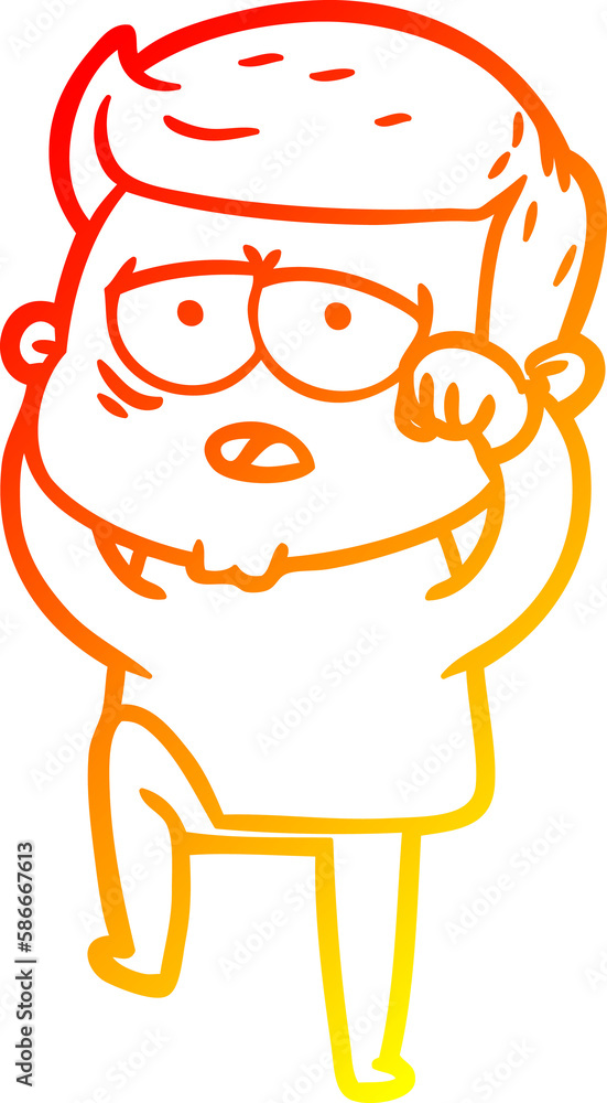 warm gradient line drawing cartoon tired man warm gradient line drawing cartoon tired man