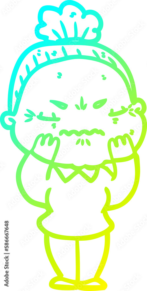 cold gradient line drawing cartoon annoyed old lady cold gradient line drawing cartoon annoyed old lady