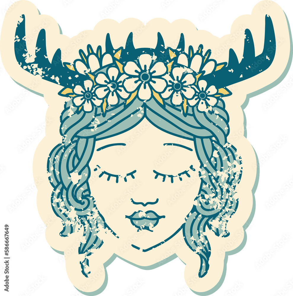 human druid character face grunge sticker human druid character face grunge sticker