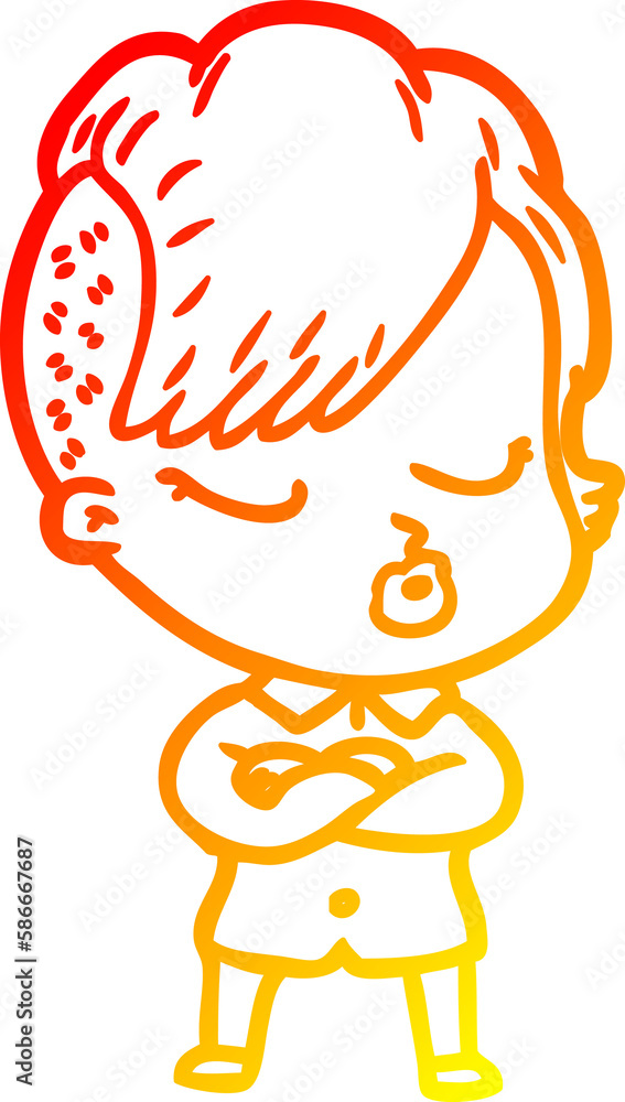 warm gradient line drawing cartoon pretty hipster girl warm gradient line drawing cartoon pretty hipster girl