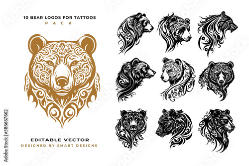 Bear Logos for Tattoos Pack x10