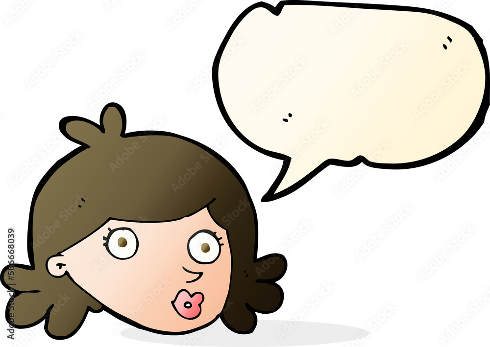cartoon pretty face with speech bubble cartoon pretty face with speech bubble