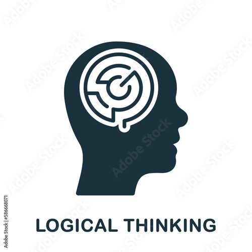 Maze in Human Head, Logical Thinking Silhouette Icon. Mental Circle Labyrinth Glyph Pictogram. Psychology Solid Sign. Creative Inner Intellectual Process Symbol. Isolated Vector Illustration