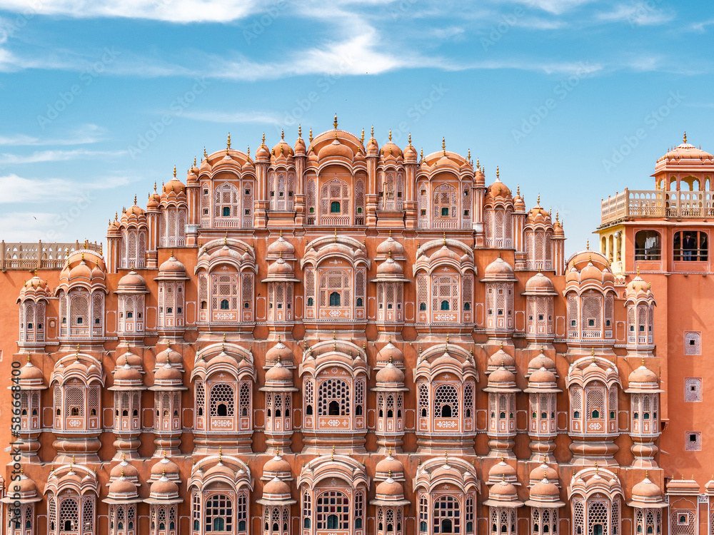 Historic landmark Hawa Mahal (Palace of the Winds) in Jaipur, Rajasthan, India.