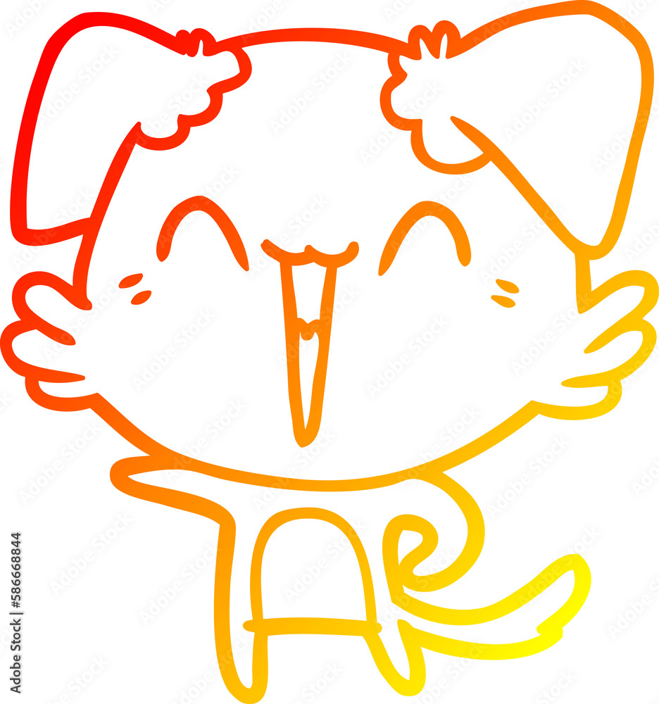 warm gradient line drawing happy little pointing dog cartoon warm gradient line drawing happy little pointing dog cartoon