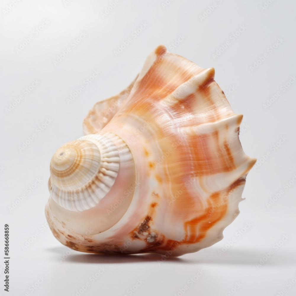 Un coquillage jaune et rose sur un fond blanc Un coquillage jaune et rose sur un fond blanc