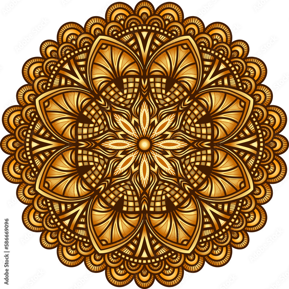 Golden floral ornament circular pattern Golden floral ornament circular pattern