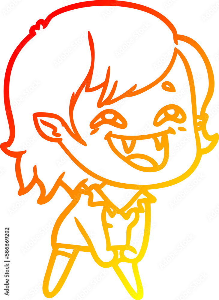 warm gradient line drawing cartoon laughing vampire girl warm gradient line drawing cartoon laughing vampire girl