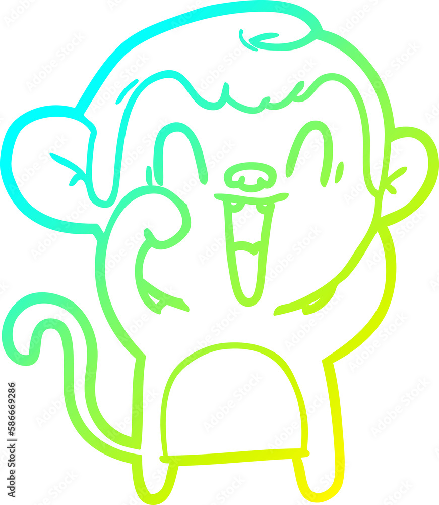 cold gradient line drawing cartoon laughing monkey cold gradient line drawing cartoon laughing monkey