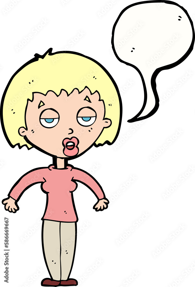 cartoon woman shrugging shoulders with speech bubble cartoon woman shrugging shoulders with speech bubble