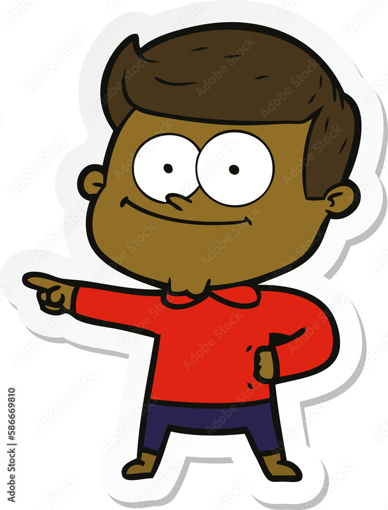 sticker of a cartoon happy man sticker of a cartoon happy man
