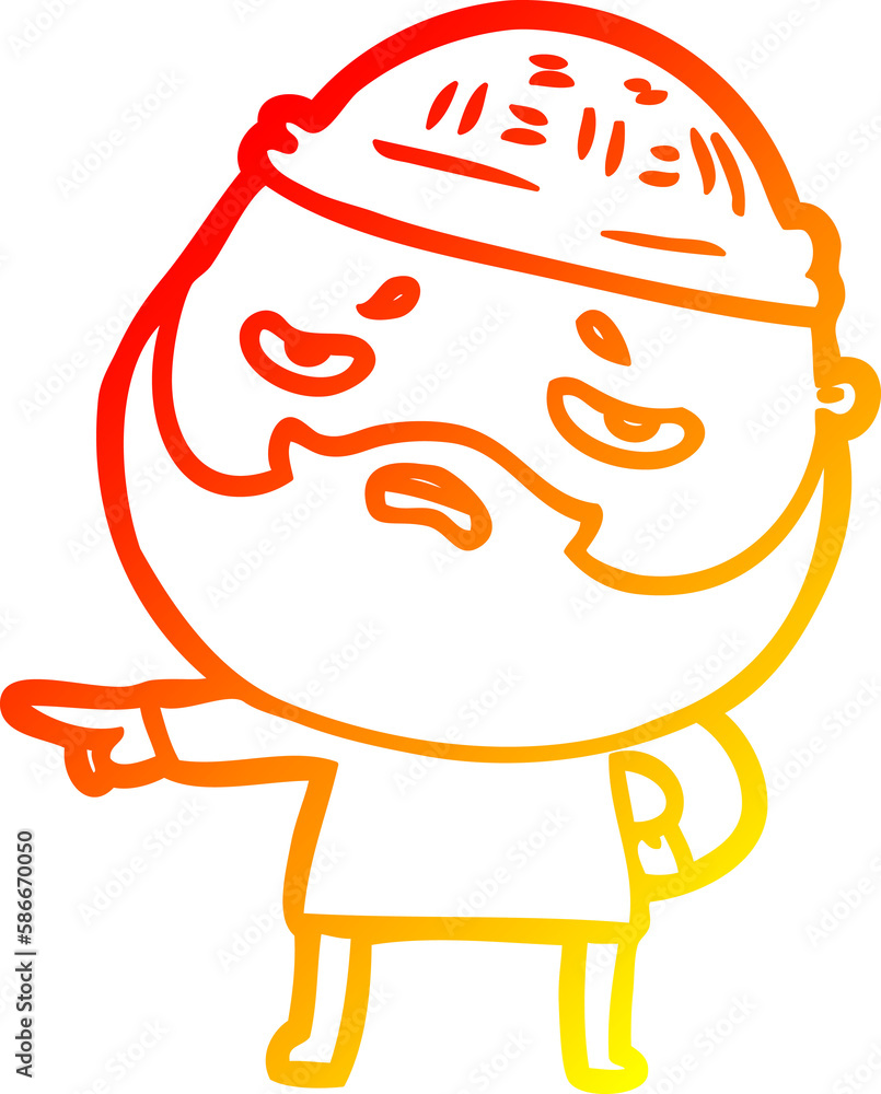 warm gradient line drawing cartoon worried man with beard warm gradient line drawing cartoon worried man with beard
