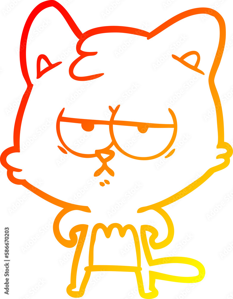 Obraz premium warm gradient line drawing bored cartoon cat