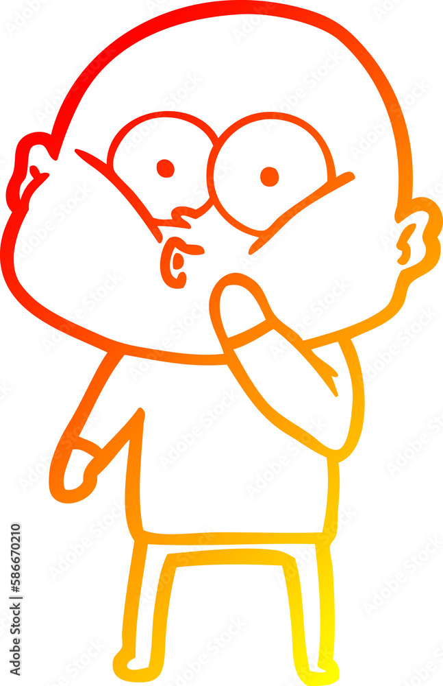 Obraz premium warm gradient line drawing cartoon bald man staring