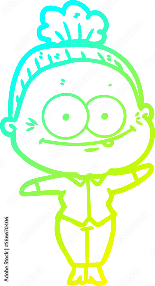 cold gradient line drawing cartoon happy old woman cold gradient line drawing cartoon happy old woman