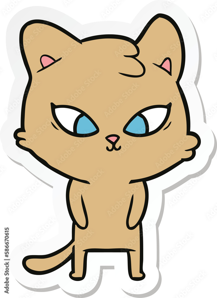 sticker of a cute cartoon cat sticker of a cute cartoon cat