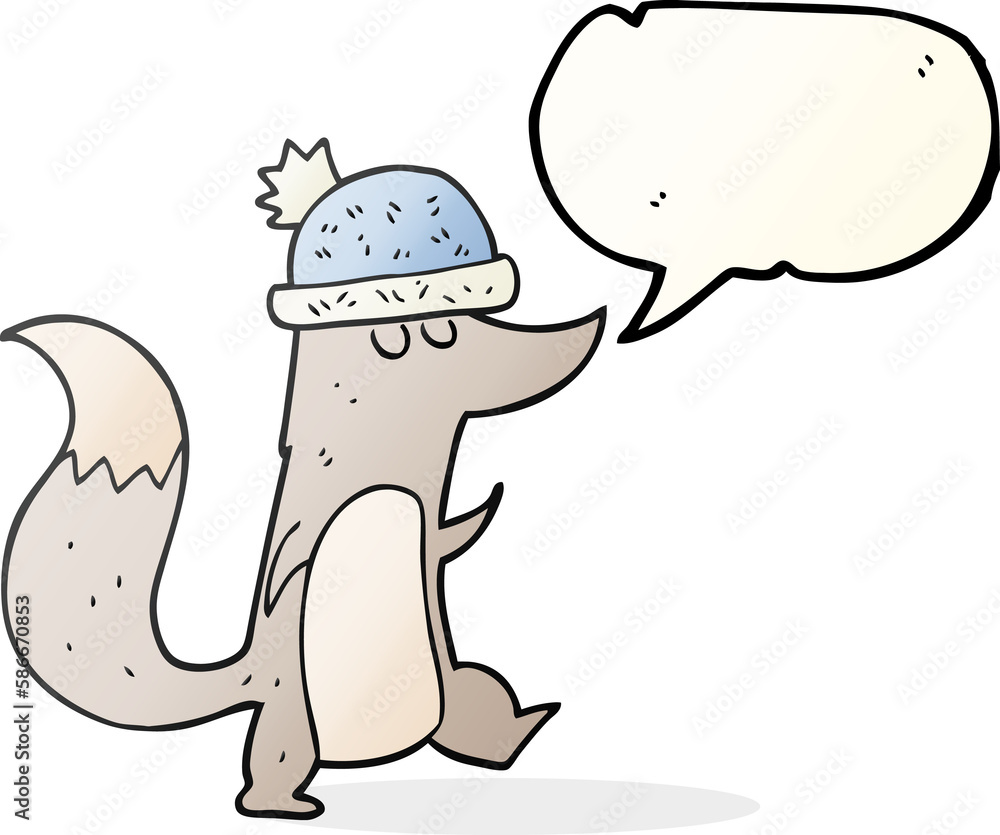 speech bubble cartoon little wolf wearing hat speech bubble cartoon little wolf wearing hat