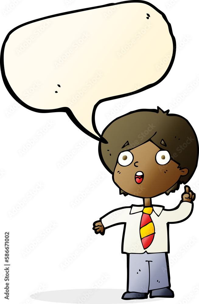 cartoon schoolboy answering question with speech bubble cartoon schoolboy answering question with speech bubble
