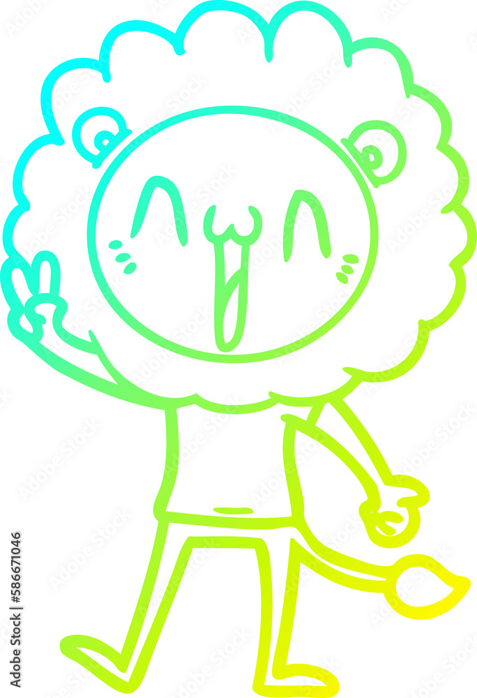 cold gradient line drawing happy cartoon lion cold gradient line drawing happy cartoon lion