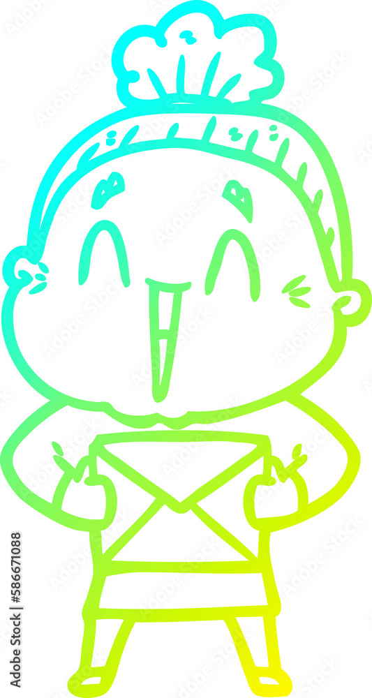 cold gradient line drawing cartoon happy old lady cold gradient line drawing cartoon happy old lady