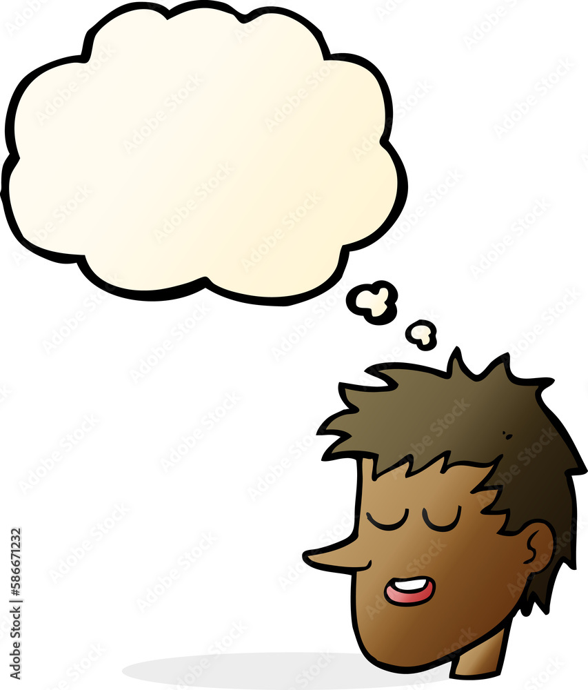 cartoon happy boy face with thought bubble cartoon happy boy face with thought bubble
