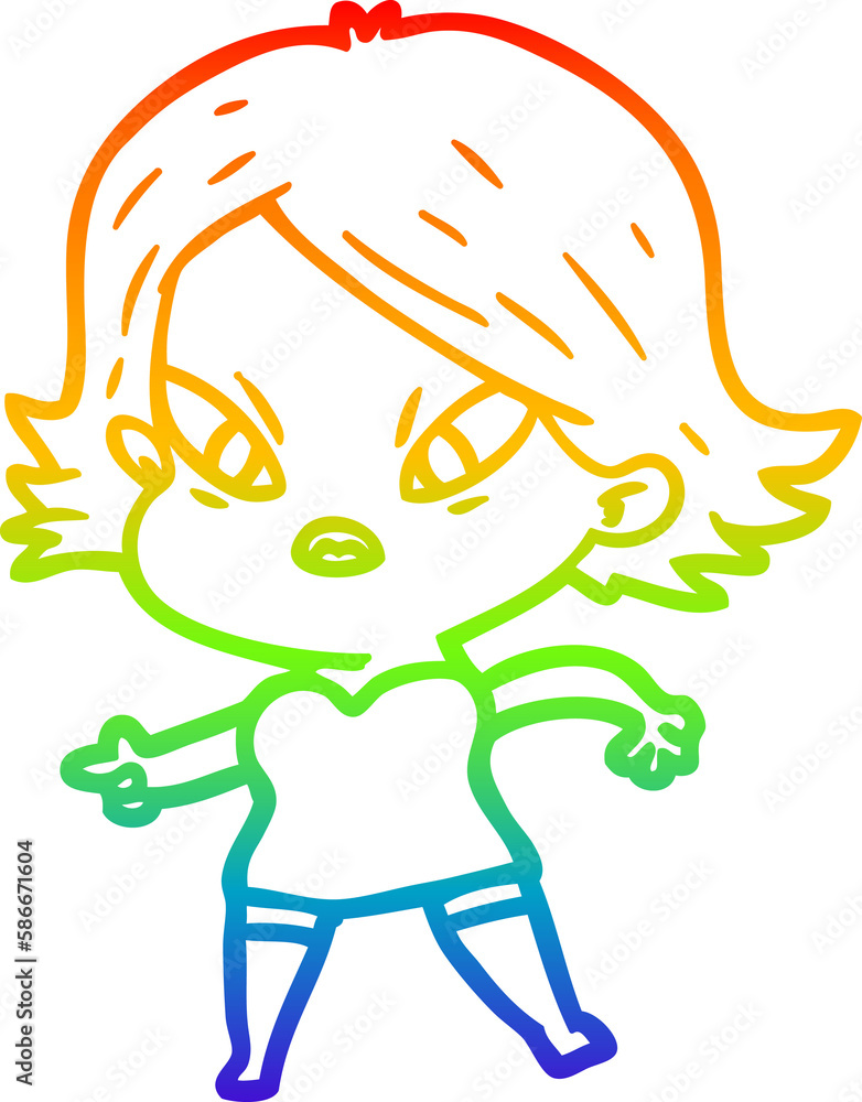 rainbow gradient line drawing cartoon stressed woman rainbow gradient line drawing cartoon stressed woman