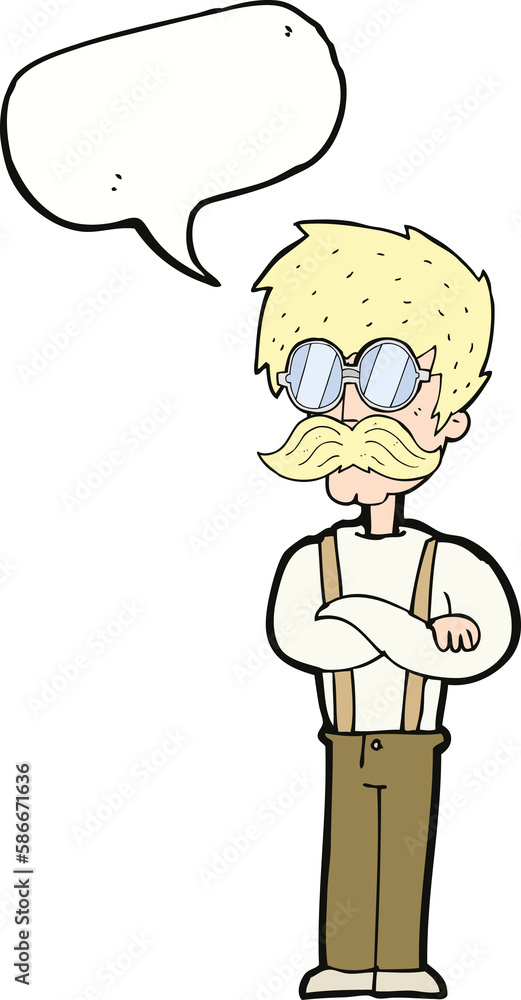 cartoon hipster man with mustache and spectacles with speech bubble cartoon hipster man with mustache and spectacles with speech bubble