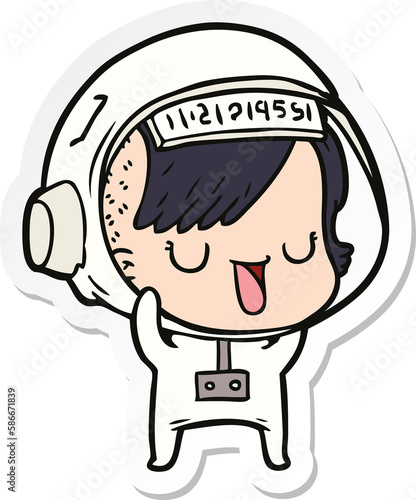 sticker of a cartoon astronaut woman