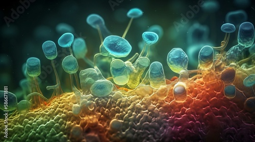 microscopic view of yeast candida auris, generative ai